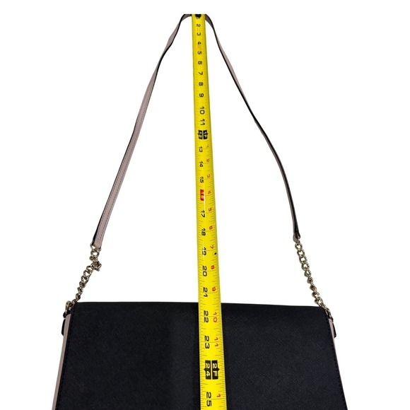 Kate Spade New York Leather Flap Crossbody Bag Black Pink Chain Strap - Picture 4 of 16